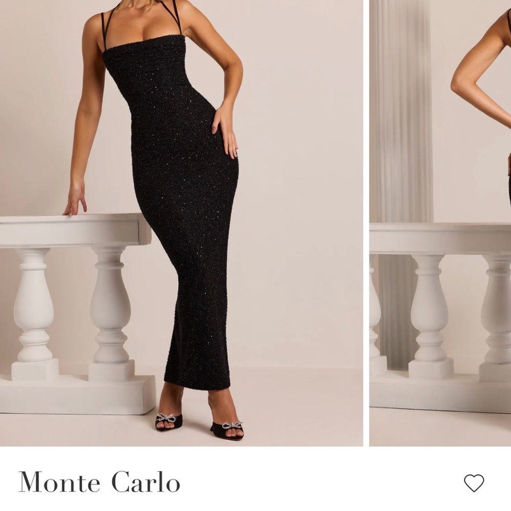 Oh Polly Black Sparkle Maxi Dress